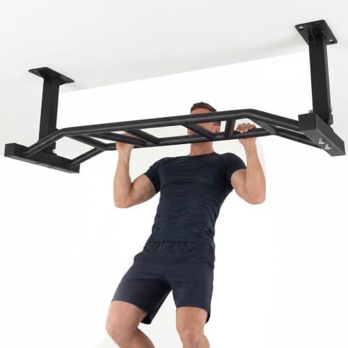 47 Inch Ceiling Mount Pull Up Bar Heavy Duty Multi-Grip Chin Up Bar Adjustable Height&Supports to 1000 Lbs Fitness Trainer Home Gym Equipment