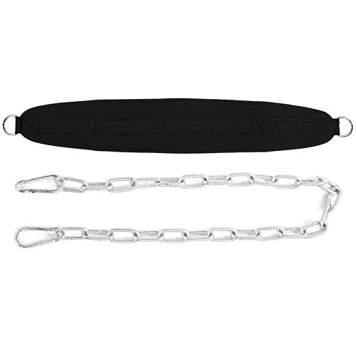 Professional Dip Belt with Iron Chain, Weight Lifting Belt for Pull Ups and Dips, Heavy - Duty Oxford Cloth Bodybuilding Belt with Contoured Back Support for Gym and