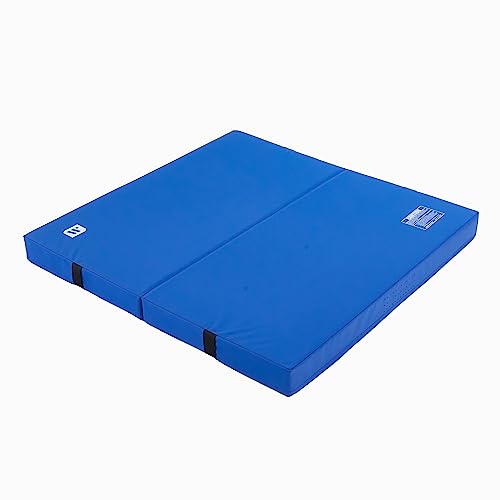 We Sell Mats Bifolding Gymnastics Crash Landing Mat Pad, Safety for Tumbling, Back Handspring Training and Cheerleading - color: Blue, size: 4 ft x 4 ft x 4 Inch