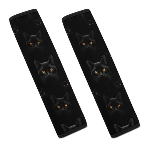 2 Pack Gothic Black Cat Car Seat Belt Pad Breathable Shoulder Harness Cover for Adult Use, Stroller Pushchair High Chair, Pressure Relief - color: Pattern 670