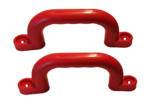 APSI Plastic Handles and Grab Bars for Playground Equipment, Climbing Walls, Doors, Drawers, Trees, Bunk Bed and More, Sturdy All Weather Material, Pack of 2 (Red) - color: Red