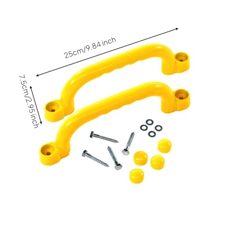 Qianly 2 Pieces Climbing Frame Handles Sturdy Construction Kids Climbing Handle Heavy Duty Playset Grips for Young Children, Yellow - color: Yellow