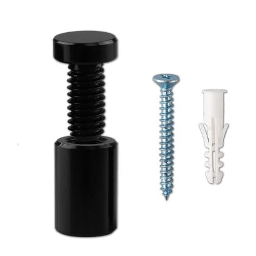 Sign Standoff 1/2" x 3/4", Solid Aluminum Sign Standoff Screws Mounting Hardware Polished Black for Glass Panel, Acrylic Panel,Pack of 4 - color: Black, size: 1/2"x3/4" 4 Pack