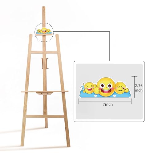 Smiley Wooden Easel for Painting, Wedding Signs & Display, Adjustable | Adjustable foldable wooden easel for painting canvas. Sturdy A-frame pine stand for wedding signs, displays & studio use. - color: Primary Colour