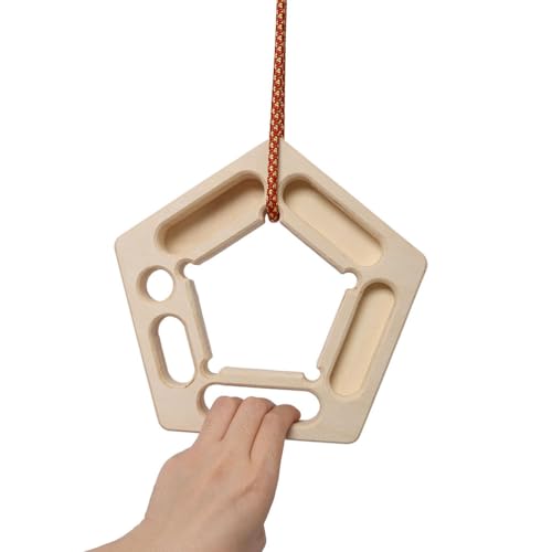 Portable Wooden Hangboard for Rock Climbing, Fingerboard Grip Strength Trainer with Rope – Lightweight, Non-Slip, No-Drill, Home & Outdoor Grip, Pull-Up & Finger Strength Training