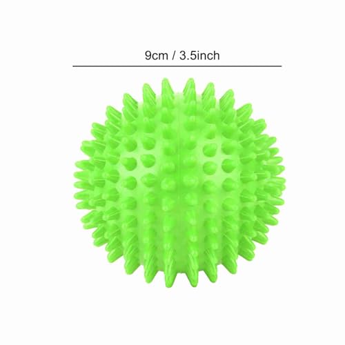 2Pcs Spiky Hard Massage Balls,Soft Spiked Manual Massager Rollers Body Spiky Balls Fitness Finger Relax Tool for Plantar Fasciitis Exercise Back Feet (Large Size 9cm) - color: Green, size: Large size 9cm