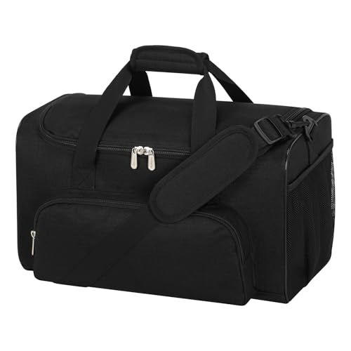 25L Small Gym Sport Duffle Bag - 17 Inch Weekender Overnight Bag for Travel, Workout, Fitness - Black - color: Black