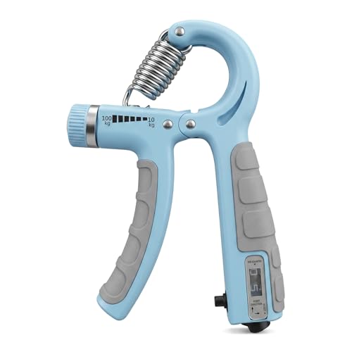 Queenrain Adjustable Hand Grip Strengthener with Counter, 10-100KG Adjustable Wrist & Forearm Exerciser for Athletes, Rock Climbing, Guitar, Physical Therapy, Compact Grip Strengthener for Home, Office, Travel