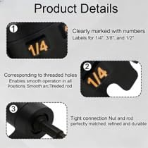 Threaded Rod Nut Driver Tool - Fits 1/4" 3/8" 1/2" Impact Drill, Quick Spinning Bolt Extractor & Nut Drill Attachment for Conduit, Strut System, Electrical Rack, Pipe & HVAC Installations