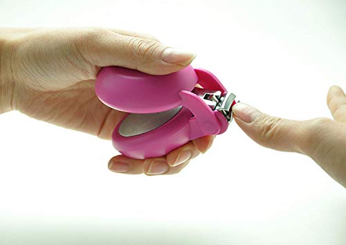 HARAC Special Needs Nail Clippers for Arthritic Hands, Senior and Kids, Adapted Nail Clipper for Fingernail and Thick Toenail, Made in Japan (Pink) - color: Pink