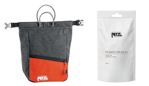 Petzl SAKAB Rock Climbing Chalk Bag - Gray | Large, Roll-Top Bouldering Chalk Bucket