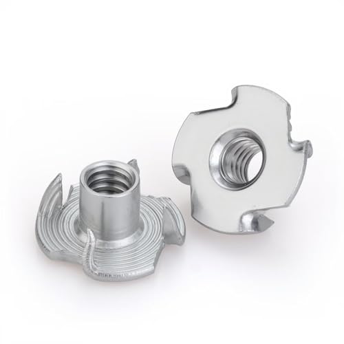304 Stainless Steel T-Nuts 4-Pronged M8 (25 PCS) | Strong Grip, Rustproof Corrosion Resistant, Smooth Threads, Easy Insertion for Wood/Furniture/Cabinetry/Climbing Holds - size: M8