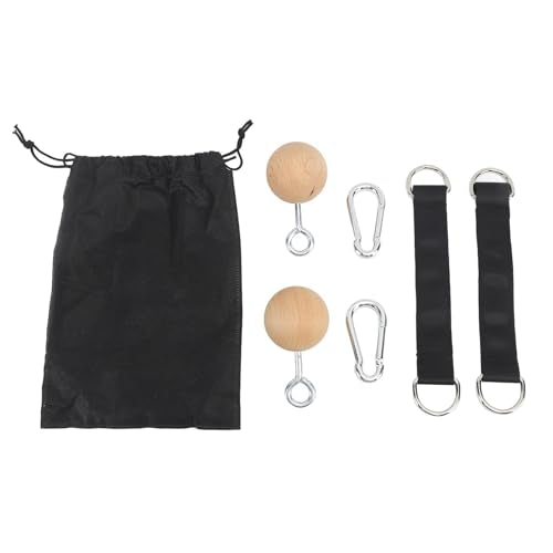 HERCHR Rock Climbing Training Pull Up Ball Hold Grips, Wooden Non-Slip Hand Grips Balls & Straps for Strength Training, Forearm and Chin Up Bar, Kettlebell, Barbell, Home Gym Workout
