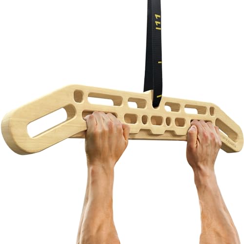 POWER GUIDANCE Wooden Hangboard Portable Rock Climbing Hangboard with Suspension Training Function, Enhance Finger Grip Strength, Indoor and Outdoor Use - size: set