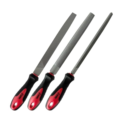 17 Piece Metal File Set with Carrying Case, Precision Filing Tools with Ergonomic Handles, Orange and Black, 8inch