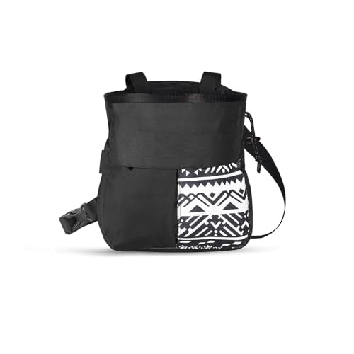Mountaineering Chalk Bag, Large Capacity Sports Chalk Bag Holds 700g Powder, Wide Mouth Access, Trapezoidal Bottom, Dual Hanging Points for Rock Climbing Bouldering Training - size: Small Black