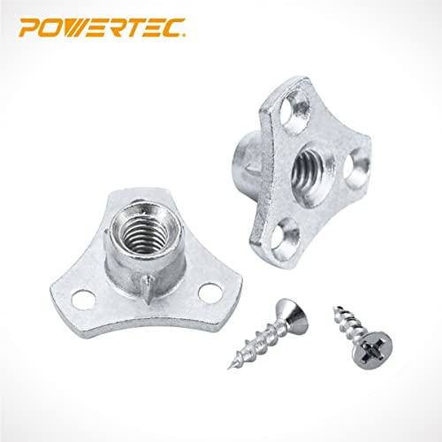 POWERTEC 5/16-18 T Nuts, 8 Pcs | Screw-On Tee Nuts for Bolts and Stem Caster Wheels – Threaded Inserts for Wood Working, Rock Climbing Holds and Furniture | 1/2" Length (QTN1108) - size: 5/16", style: Screw On T-Nuts, 8 Pack