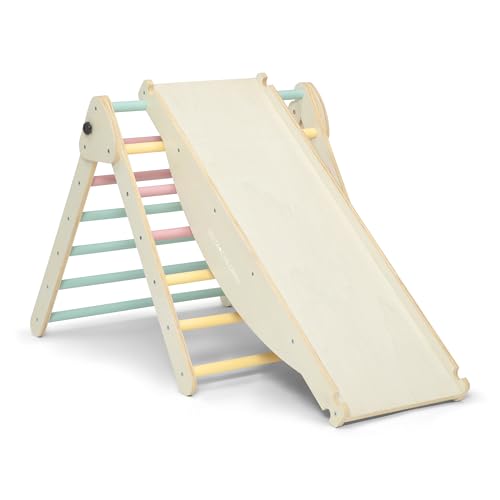 Delta Children Lil’ Climber Gym - Indoor Climbing Gym/Jungle Gym for Kids - Montessori Toy with Reversible Arch/Rocking Chair, Reversible Rock Wall/Slide Ramp and Pikler Triangle - for Toddlers 3+
