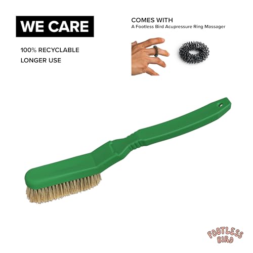 Rock Climbing & Bouldering Brush, Ergonomic, High Density Wild Boar's Thick Hair Bristles, 100% Recyclable, Strong Outdoor & Indoor Free Spiky Ring, Green - color: Green