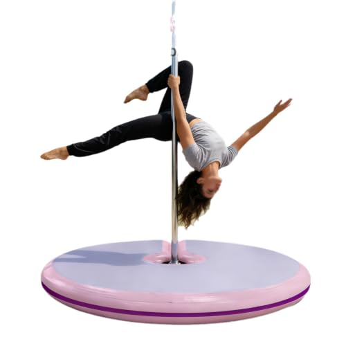 Pole Dance Crash Mat, Inflatable Safety Cushion, Folding Crash Exercise Pad, Non-Slip Base, Waterproof, Manual Pump Included for Home & Studio - size: 100*10cm/39.4*3.94in