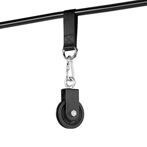 3.54 in Cable Pulley 360 Rotation Traction Wheel with Carabiner and Strap,Silence Smooth Detachable for DIY Gym Pulley System,DIY Gym Attachment Lifting Blocks,Ladder Lift,Hoists,Clothesline - color: 1 Pulley+1 Carabiner+1 Straps