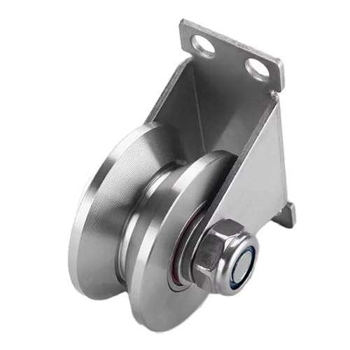 U Groove Stainless Steel Wall Pulley 2Pcs Track Wheel Bearing Pulley 304/201 Stainless Steel U/V/H Shaped Sliding Door Rollers Thickened 48 Wheel Rigid Caster(201 48V) - color: 201 48V