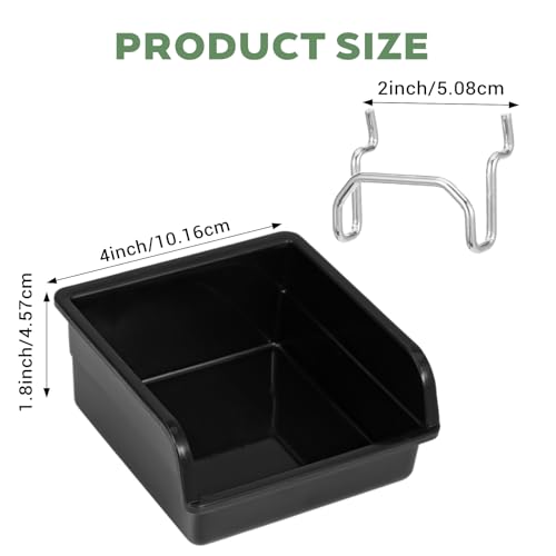 16 Pcs Black Pegboard Bins with Metal Hooks, Heavy Duty Plastic Storage Organizer, Pegboard Tools Organizer for Garage, Workshop, Craft Room, Hardware Tools
