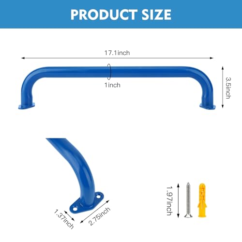 BiJun 17 Inch Monkey Bars Heavy Duty Metal Playground Handles,Blue 4 Pack | Indoor Outdoor Ceiling Grab Bars,Anti-Rust Steel,300LBS Capacity,for Backyard Climbing Frame Treehouse Wall Ladder - color: Blue-4pcs