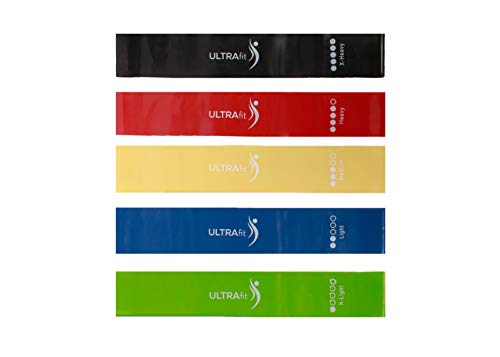 Astute ULTRAfit Resistance Loop Exercise Bands Set of 5 with Carry Bag, Multiple Resistance Levels