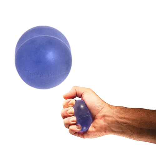THERABAND Hand Exerciser Ball, X-Large Blue, Firm Resistance for Grip Strengthening, Finger & Hand Therapy, Squeeze Ball for Rehab, Wrist & Forearm Exercise, Latex-Free, Textured Surface - color: Blue - Firm