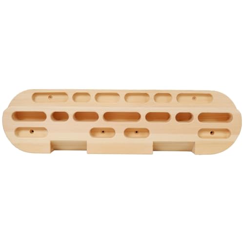 Wooden Rock Climbing Hangboard – Fingerboard Climbing Training Tool with Ergonomic Holds, Natural Wood Grip Strength Trainer for Beginners to Advanced Climbers, 21.5" Pull-Up Board with Mounting Kit
