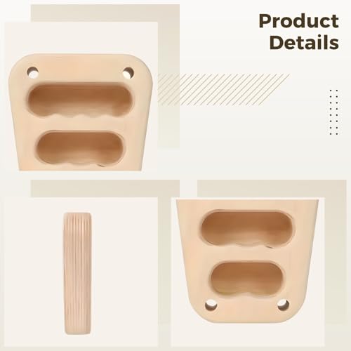 2 Pcs Wood Hangboard, Climbing Finger Strength Training Board with Three Finger Grooves, Portable Trapezoid Rock Climbing Holds, for Home Gym and Pull Up Bar