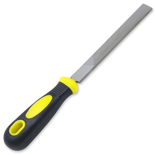 6-inch Flat Hand Metal File with High Carbon Hardened Steel, Ergonomic Grip, Plastic Non-Slip Handle, Suitable for Wood, Plastic, Metal, Model, 3D-Print, etc. - style: 6-Inch Flat Hand File with Ergonomic Handle