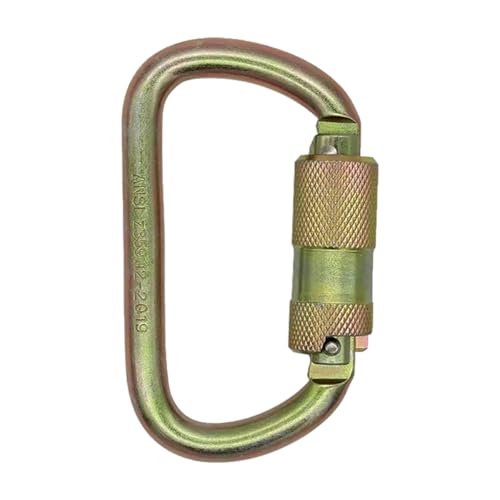 Heavy Duty Carabiner 30KN(6500LBS) Auto Locking Climbing Carabiners Clips for Rock Climbing,Rappelling,Hunting, Rescue Equipment(CE Rated,D Shape) - color: Gold(1Pack)