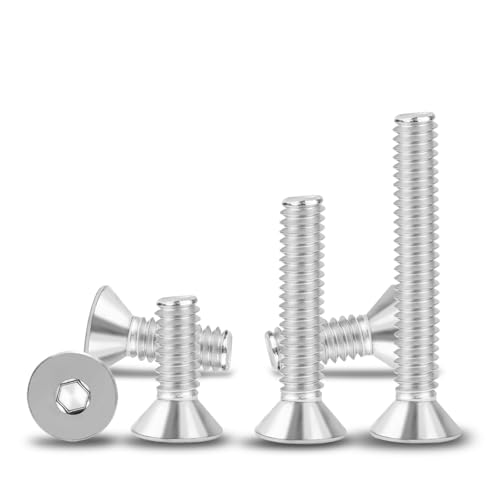 3/8-16x2 Flat Head Socket Cap Screws Bolts 30pcs HS/JXLS-03 | 304 Stainless Steel, UNC Coarse Full Thread, Equipped with Phillips Bit, for DIY, for Repair, Install Furniture Screws - size: 3/8-16x2"