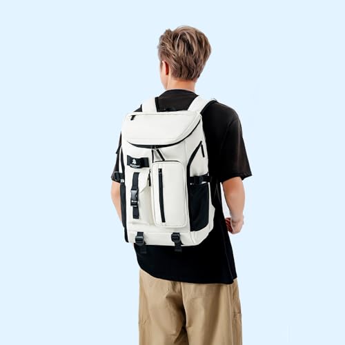 Kalesi Gym Duffle Tennis Bag Backpack 4-Way Waterproof with Shoes Compartment for travel Sport Hiking laptop (Sea salt white02) - color: Sea Salt White02