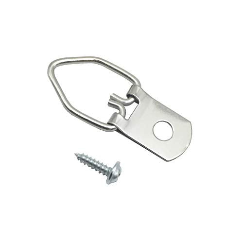 100 Pack Small D-Ring Steel Picture Hangers with Screws (Silver) | Metal Picture Hanging Kit, Picture Frames Hangers, For Hanging Photo Frames, Artwork, Paintings, Clock, Canvas Hooks - size: 100 Pack-Single hole