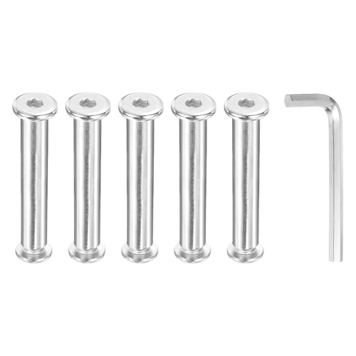 PATIKIL M8x8mm Hex Chicago Screws 10x60mm, 5Pcs 304 Stainless Steel Metric Hex Drive Socket Cap Binding Post Screw Posts for Scrapbook Leather Belt Album Furniture Repair, Silver - size: M8x8mm, 10x60mm