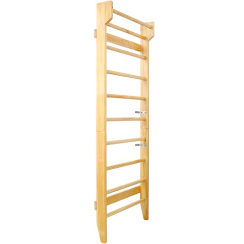 Wall-Mounted Wooden Swedish Ladder for Home Gym Use – Sturdy Pull-Up and Stretching Bar for Functional Fitness Training