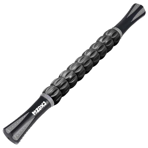 Muscle Roller Massage Roller Stick- Deep Tissue Fascia Blaster for Myofascial Pain Relief, Lymphatic Drainage & Body Sculpting, Handheld Physical Therapy & Recovery Tool (Gray Black-)