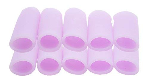 Povihome Finger Cots Protectors - Moisturizing Thumb and Finger Covers - Thickend Version - Elastic Cracked Silicone Finger Sleeves to Protect Cracked, Peel Finger and Other Finger Pain (Lavender, 10PCS) - color: Lavender, size: Medium (10PCS)