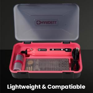 HARDELL Mini Cordless Rotary Tool, 4V 129pcs Rechargeable Rotary Tool Kit | USB Charging Multi-Purpose DIY Tool for Sanding, Polishing, Drilling, Engraving, Woodworking, Craft - style: Pink-129 accessories