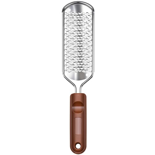 Foot Files Foot Scrubber Pedicure, Stainless Steel Callus Remover for Feet, Professional Foot Grater Rasp Scraper to Hard Skin Corns for Dry and Wet Fee - style: 1X Foot Files(Brown)