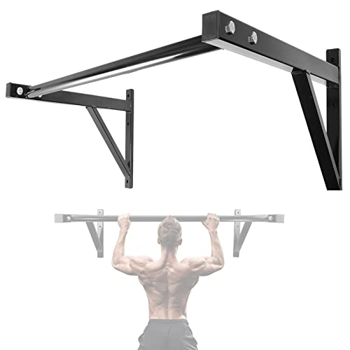 IRONWALLS Wall Mounted Pull Up Bar Heavy Duty, 500LBS Capacity | Wall Mount Chin Up Bar for Strength Training, Home Gym, Steel Upper Body Workout Equipment for Indoor Outdoor