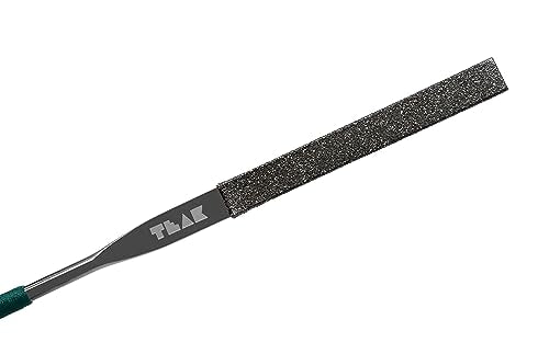 Teak Tuning PRO Diamond Encrusted Needle Fingerboard File - Logo Engraved with Rubber Handle - 5.5" Length - Great for Grip Tape & Gear Smoothing & Sculpting