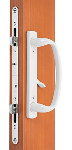 Rockwell Security Euro-Charlotte Sliding Glass Door Handlein White Finish fits 3-15/16" Screwholes and Fits Up to 1-3/4" Thick Doors - color: White