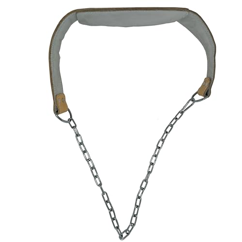 Leather Dip Belt | 30" Steel Chain, Padded Lumbar Support, For Powerlifting, For Weightlifting - color: Tan