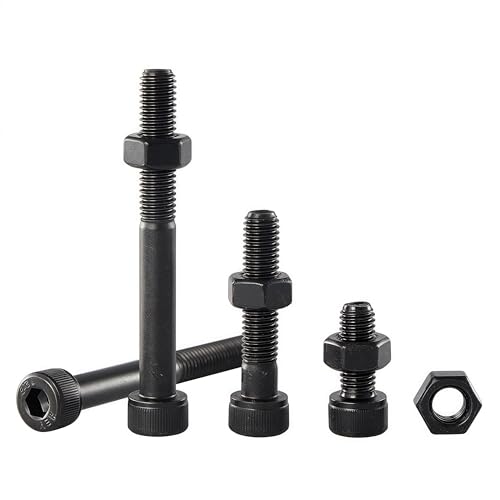 M10-1.5x45 Socket Head Cap Screw and Nut Kit 6set, Grade 12.9 Alloy Steel, Black Oxide Finish, Partially Thread, High Tensile Strength for Automotive, Machinery & Heavy Duty Use - size: M10x45mm(6 Sets）