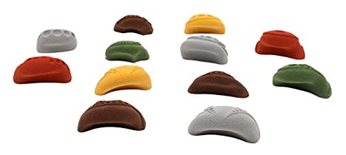 Atomik Rock Climbing Holds Set of 12 Mini Bolt-On Jugs in Assorted Earth Tones