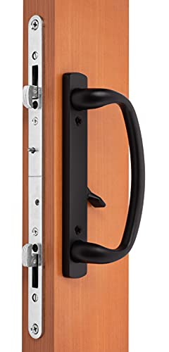 Rockwell Security Euro-Charlotte Sliding Glass Door Handle in Antique Black Finish fits 3-15/16" Screwholes and Fits Up to 1-3/4" Thick Doors - color: Antique Black
